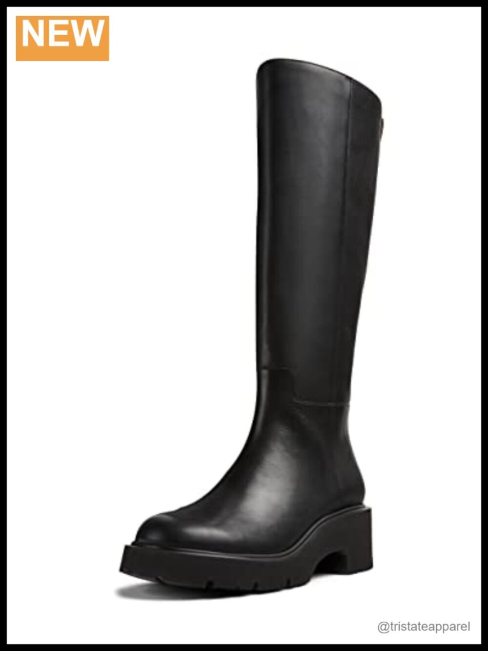 Women's Leather Mid-Calf Zip Boots Block Heel